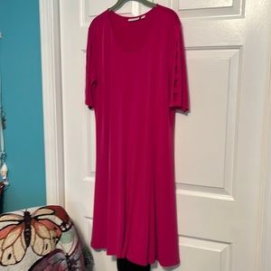 Susan Graver liquid knit pink dress with cut out elbow sleeve size M